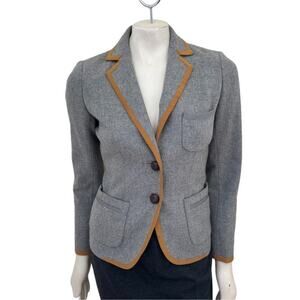 J.CREW Wool Blend Silk Trimmed Preppy Blazer Jacket in Gray SZ 2